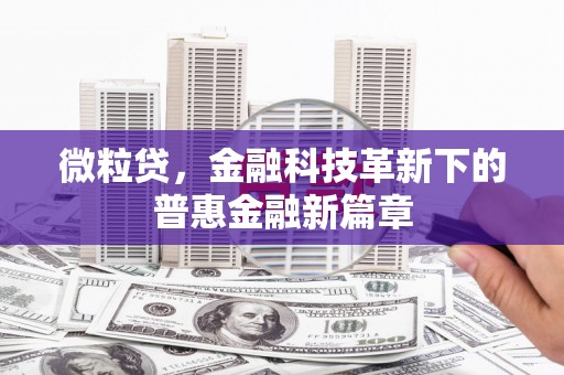 甘肃微粒贷，金融科技革新下的普惠金融新篇章